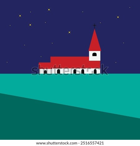 Similar – Image, Stock Photo Small church at night against sky with aurora borealis