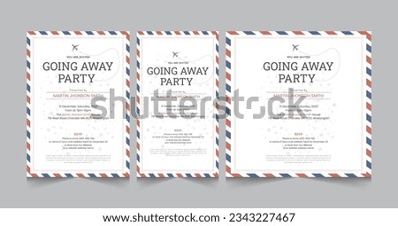 Going away party invitaion templates, farewell party a4 poster and square instagram post, vector illustration 