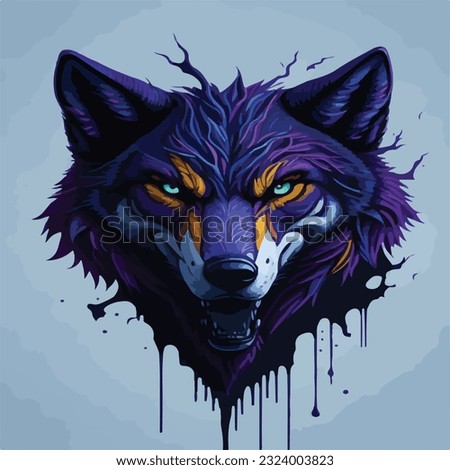 Splash art, a wolf head, piercing eyes, epic Instagram