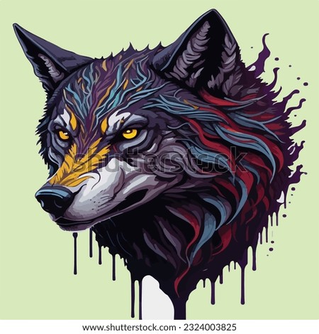 Splash art, a wolf head, piercing eyes, epic Instagram