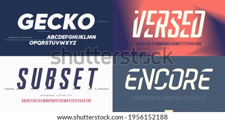 Collection of stylish vector sans serif fonts, letter sets, alphabets.