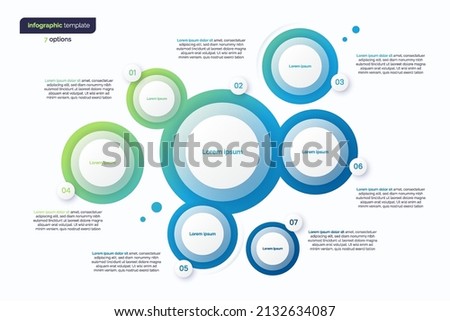 Abstract vector gradient minimalistic infographic template composed of 7 circles.