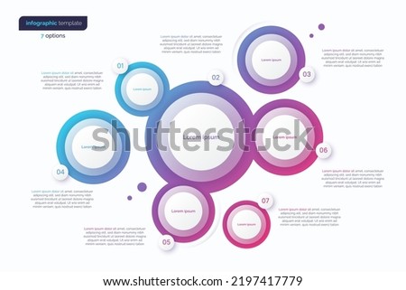 Abstract vector gradient minimalistic infographic template composed of 7 circles.