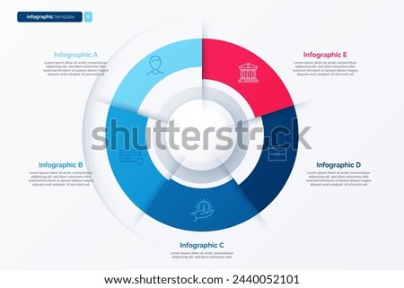 Five option cycle infographic chart. Vector illustration.