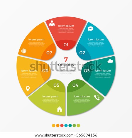 Circle chart infographic template with 7 options  for presentations, advertising, layouts, annual reports.