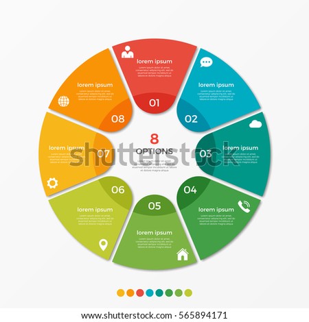 Circle chart infographic template with 8 options  for presentations, advertising, layouts, annual reports.