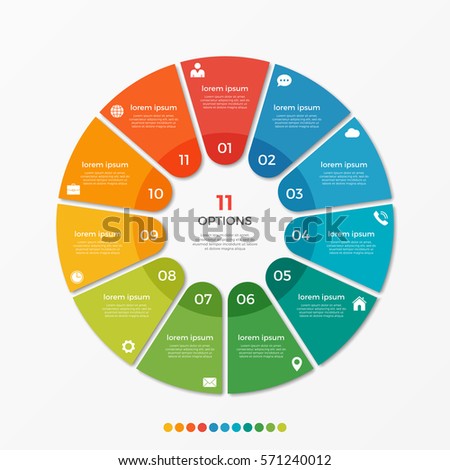 Circle chart infographic template with 11 options  for presentations, advertising, layouts, annual reports