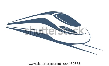 Modern high speed train emblem, icon, label, silhouette. Vector illustration.