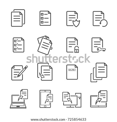Paper and electronic document with line icons can be editable stroke. vector illustration. 