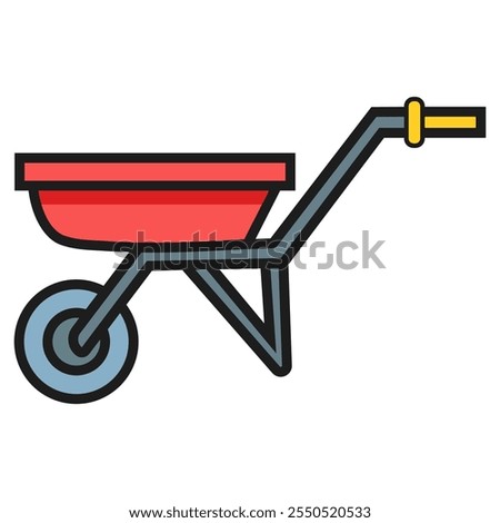 Red wheelbarrow on white background