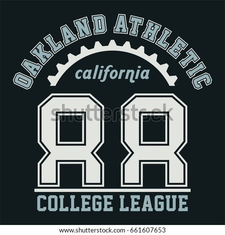 Design alphabet and numbers OAKLAND ATHLETIC CALIFORNIA for t-shirts