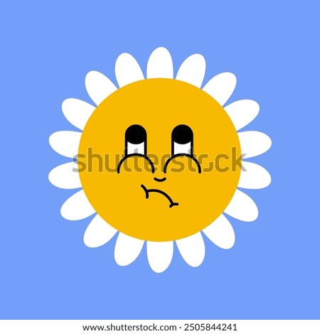 Daisy flower smiling face, cute sunflower emoji for different emotions, great for adding joy to your designs