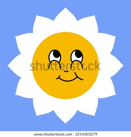 Daisy flower smiling face, cute sunflower emoji for different emotions, great for adding joy to your designs