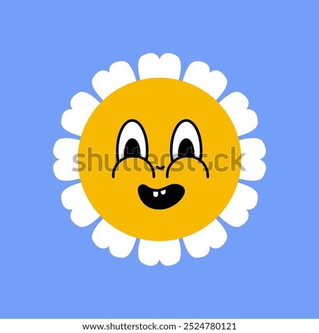 Daisy flower smiling face, cute sunflower emoji for different emotions, great for adding joy to your designs