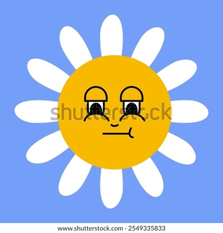 Daisy flower smiling face, cute sunflower emoji for different emotions, great for adding joy to your designs