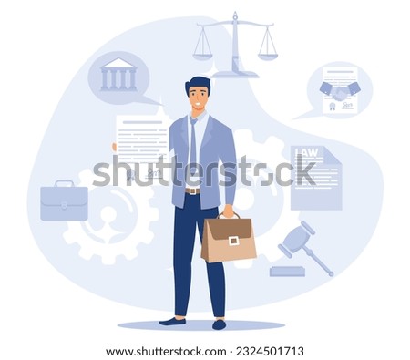 Corporate Lawyer, Advocate, Consultant Holding Signed Business Agreement, Contract. Successful Negotiations. flat vector modern illustration