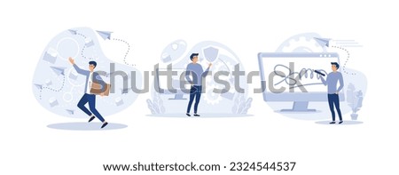 Cloud document access and sharing service, Shared document, Security, Electronic signature,  set flat vector modern illustration