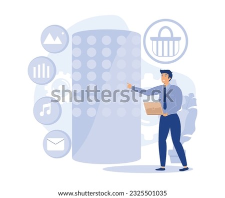  virtual assistant technology, smart speaker apps marketplace, flat vector modern illustration