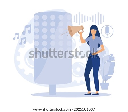  Voice command device application, virtual assistant technology, Voice control, flat vector modern illustration