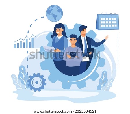 Employee performance abstract concept vector illustration set.  discipline, leadership role, legal liability, action and decision flat vector modern illustration 