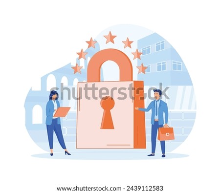 General rules for data protection GDPR. The European Commission strengthens and unifies the protection of personal data. flat vector modern illustration