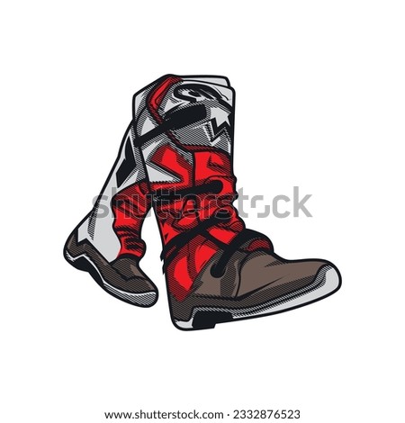 Motocross Boots Walk Alpinestars Vector Illustration