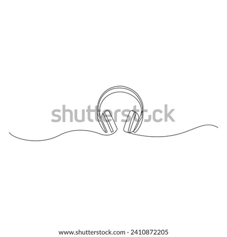 headphone continuous line drawing. Listening music wireless gadget. Vector illustration isolated on white