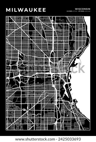 Milwaukee City Map, Cartography Map, Street Layout Map