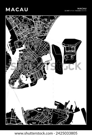 Macau City Map, Cartography Map, Street Layout Map