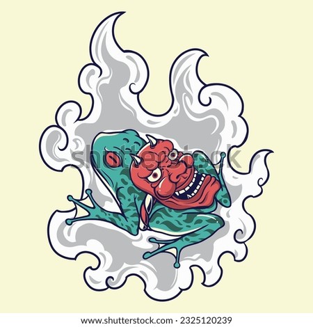 Japanese frog and mask vector art