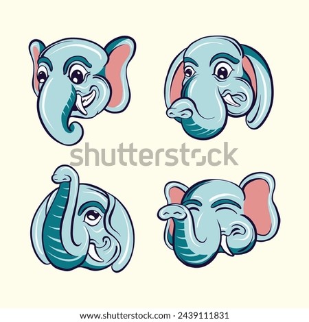 cute elephant emoticons vector art