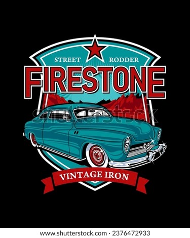 Firestone Vintage Iron. Vintage Vehicle Vector Style.