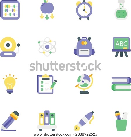 School and Education Flat Icons Design Sets