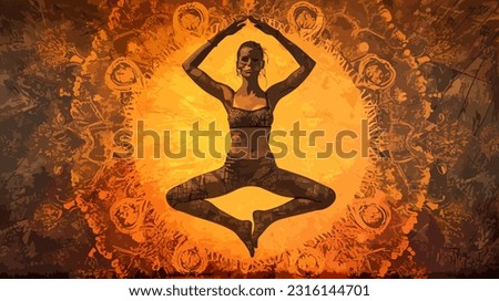 Empowering Yoga Master Woman Vector Strong and Serene Female Practitioner Illustration for Wellness and Fitness Designs