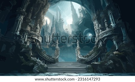 Ethereal Gate Entrance Vector Captivating and Timeless Illustration for Fantasy, Adventure, and Conceptual Designs