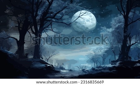 Mesmerizing Moonlight Vector - High-Resolution Illustration of Serene Lunar Illumination for Art and Design Projects