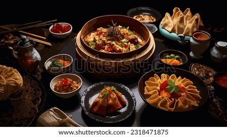 Explore the Culinary Delights of Chinese Food Stunning Vector Art Depicting Exquisite Dishes and Flavors
