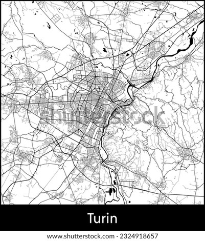 City Map Turin Italy Europe vector illustration