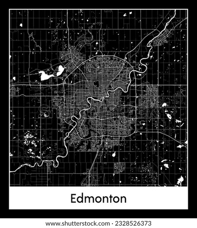 Edmonton Canada North America City map black white vector illustration