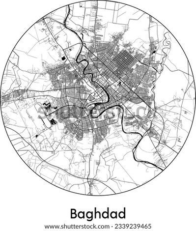 City Map Baghdad Iraq Asia round Circle vector illustration