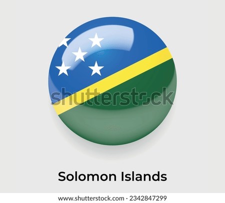 Solomon Islands glossy national flag bubble round shape icon vector illustration glass
