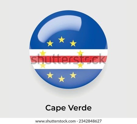 Cape Verde glossy national flag bubble round shape icon vector illustration glass