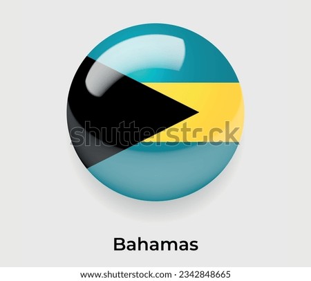 Bahamas glossy national flag bubble round shape icon vector illustration glass