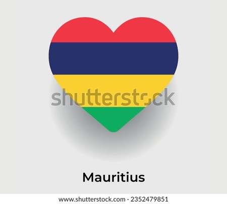 Mauritius flag heart shape country icon vector illustration