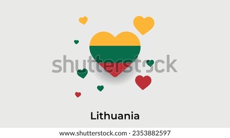 Lithuania flag heart shape country icon vector illustration
