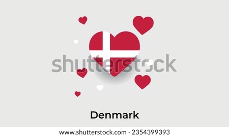 Denmark flag heart shape country icon vector illustration