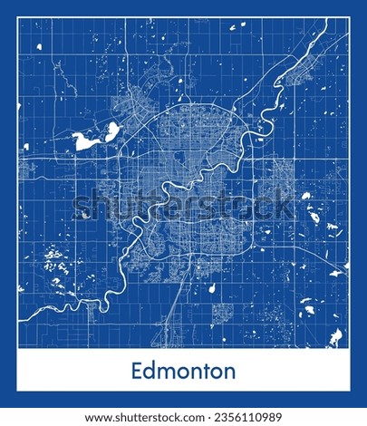 City Map Edmonton Canada North America blue print round Circle vector illustration