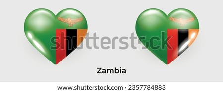 Zambia flag realistic glas heart icon vector illustration