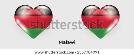 Malawi flag realistic glas heart icon vector illustration