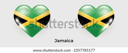 Jamaica flag realistic glas heart icon vector illustration